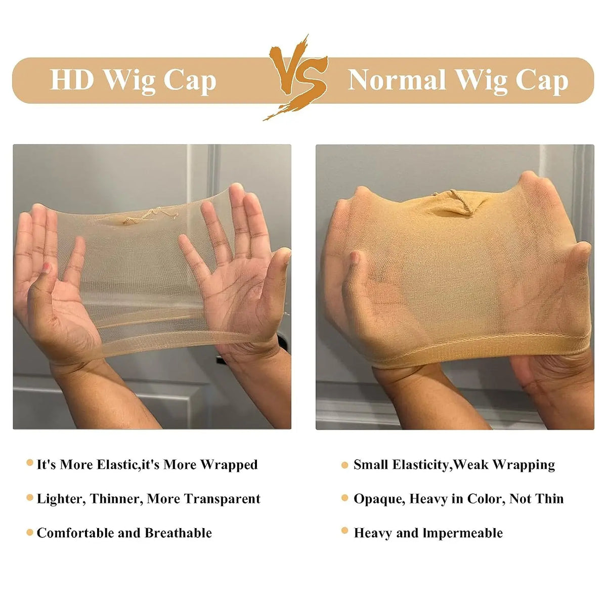 1/5/10 Pack Invisible HD Wig Caps: Transparent Lace Front Wig Stocking Caps for Women