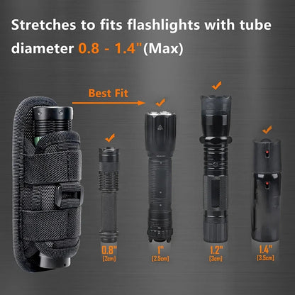 Tactical Flashlight Pouch - MOLLE Torch Holster EDC Carry Case for Camping & Hunting Gear