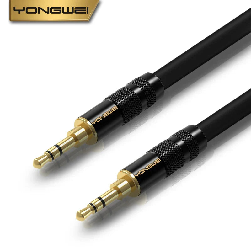 YONGWEI 3.5mm AUX Audio Cable - Straight to Curved Male-to-Male for Car, Mobile Phone, Computer, Speaker and Headset Extension