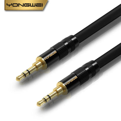 YONGWEI 3.5mm AUX Audio Cable - Straight to Curved Male-to-Male for Car, Mobile Phone, Computer, Speaker and Headset Extension