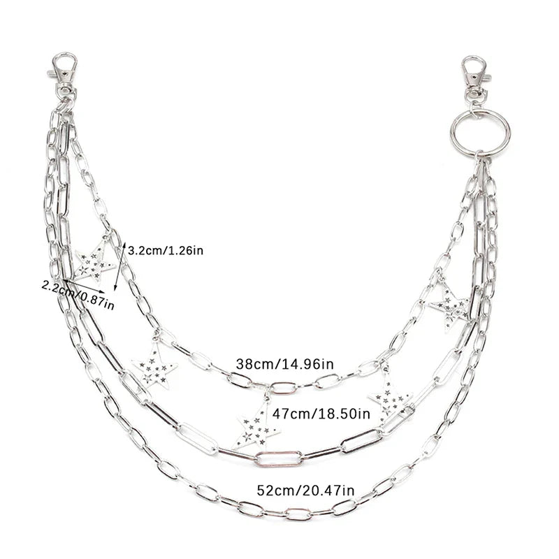 Punk Rock Metal Waist Chain Keychain – Unisex Hip-Hop Jewelry for Jeans, Wallets & Accessories