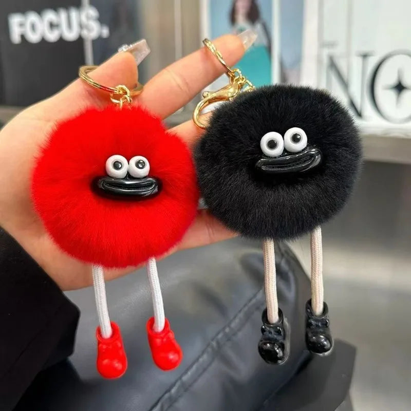 Cute Big Eyes Plush Keychain – Cartoon Briquettes Car & Bag Pendant Style