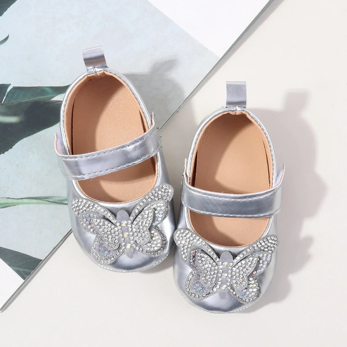 Baby Girls First Walking Shoes - Crystal Butterfly Princess Shoes for 0–18M Toddlers