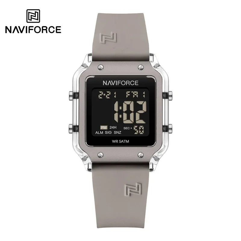 NAVIFORCE Women's Digital Sports Watch - Waterproof Silicone Strap with Time, Date & Week Display