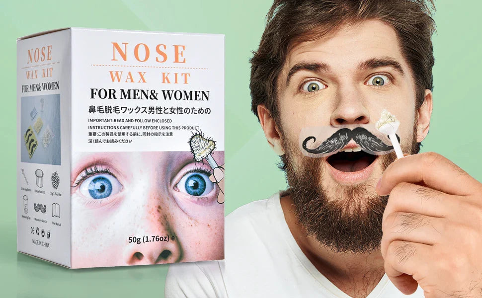 Portable Nose Wax Kit for Men & Women - Painless Nose Hair Removal with Paper-Free Wax Beans & Nose Clipper