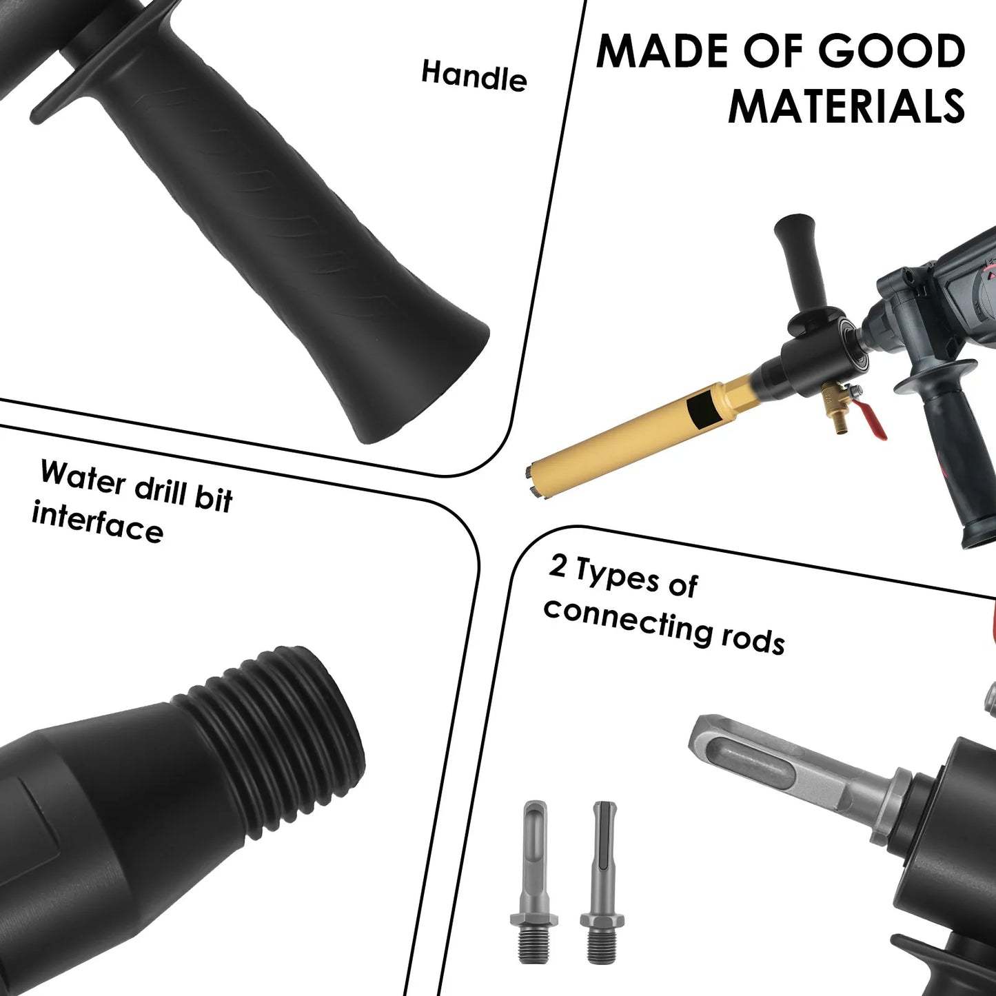 SDS PLUS Drill Adapter – Electric Hammer Water Injection Converter, Carbon Steel Hammer Adapter with 2 Conversion Options