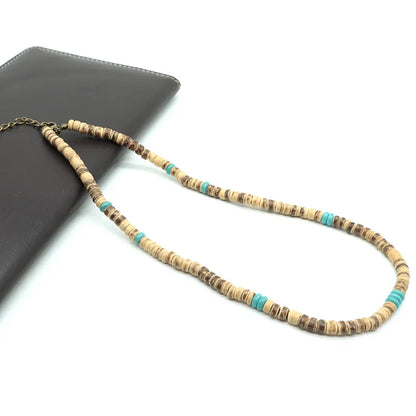 Noter Men’s Natural Coconut Beads Necklace – 19-Inch Handmade Wooden Choker for Casual Jewelry & Gifts