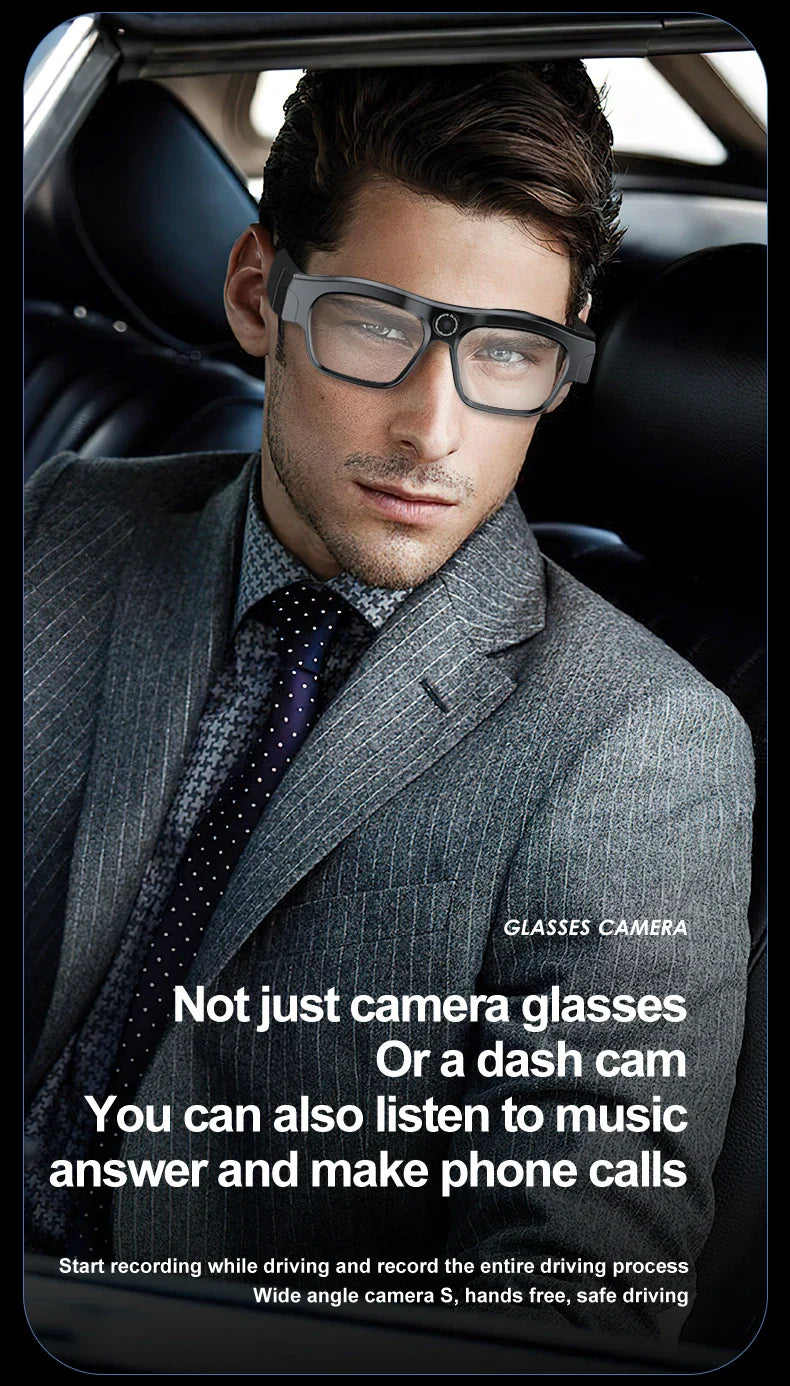 4K Bluetooth HD Video Glasses – Mini Smart Camera for Driving, Cycling, Wireless Music, and Hands-Free Calls