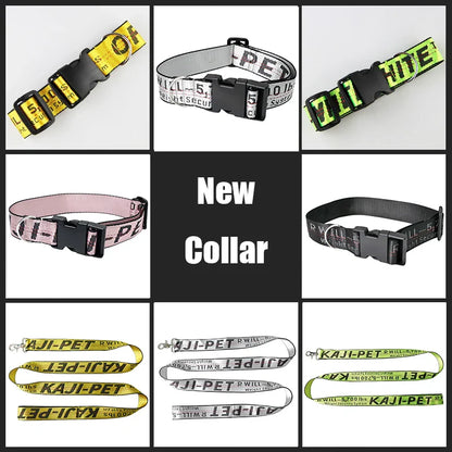 Nylon Dog Collar & Harness Set – Adjustable Durable Leash, Trendy Pet Accessories for Small & Medium Dogs, Seat Belt Safe