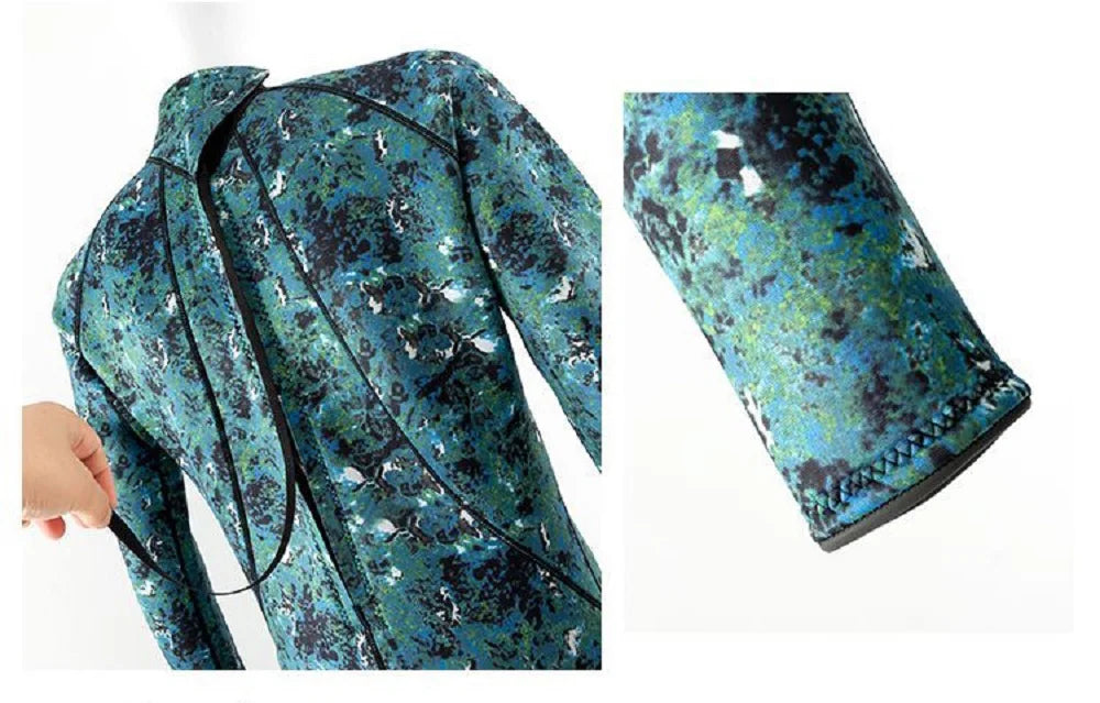 3mm Spearfishing Wetsuit – Neoprene Full Body Thermal Suit for Fishing, Diving, Surfing, Snorkeling & Kayaking, Camouflage Design