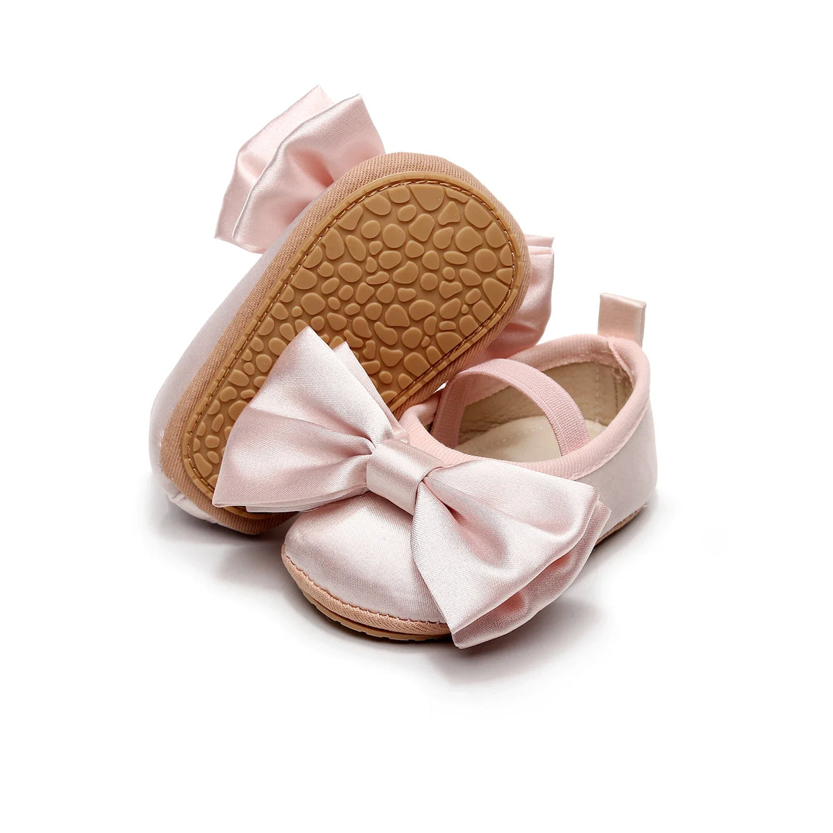 Baby Girls Bow Moccasin Shoes - Soft Sole Anti-Slip First Walker Prewalker Flats