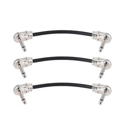 Miwayer 6-Pack 6-Inch Guitar Effect Pedal Patch Cables - 1/4" Silver Right-Angle Plug, Black PVC Jacket