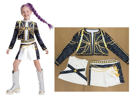 Halloween Zoey Mira Rumi Cosplay Costume — K-Pop Hunters Girl Group Idol Dress-Up Outfit for Kids