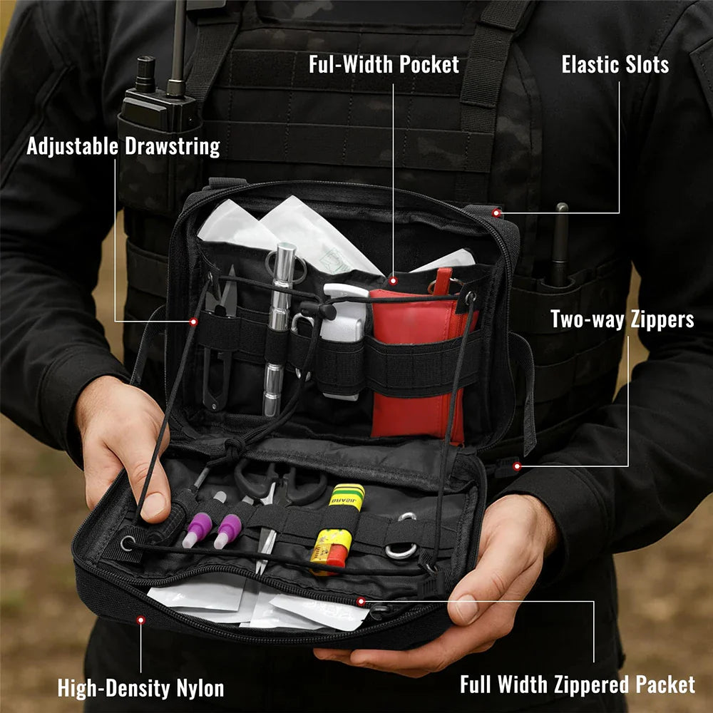 Tactical MOLLE Utility Admin Pouch – EDC Medical Gear Organizer Bag Attachment for Backpack, Hunting & Outdoor Use