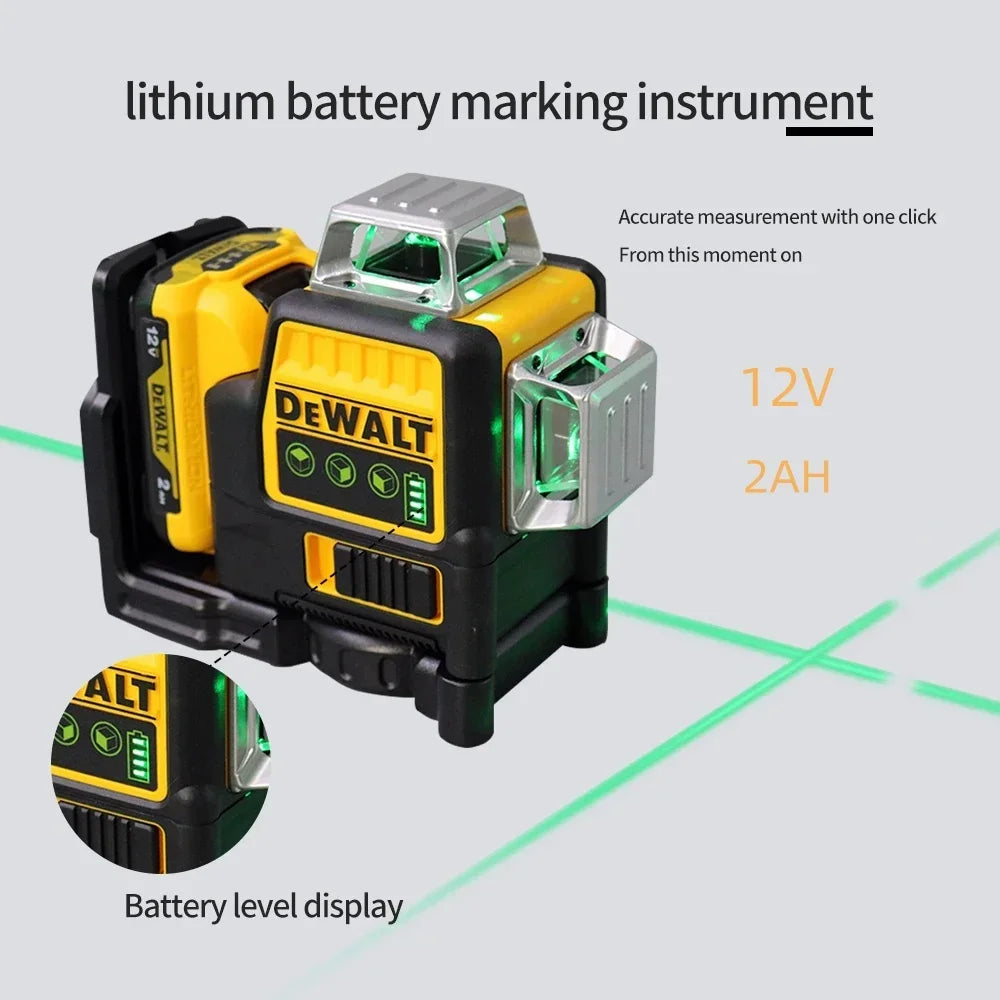2024 DEWALT DW089LG 12-Line 360° Laser Level – 12V Lithium Battery, Vertical & Horizontal Self-Leveling Tool