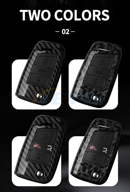 ABS Carbon Fiber Car Key Cover for VW, SEAT & Skoda – Fits Golf 7 MK7, Tiguan MK2, Ateca, Leon FR 2, Ibiza, Octavia