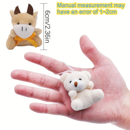24pcs Mini Plush Animal Toy Set Cute Stuffed Animals Keychain Party Favors for Kids & Adults