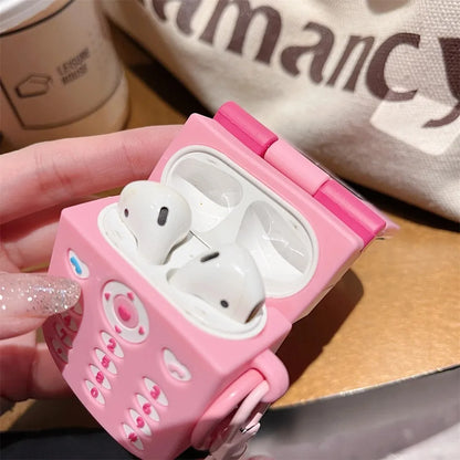 AirPods 1/2/3/4 Pro/Pro2 Silicone Case – 3D Hello Kitty Cartoon Headphone Box with Retro Mirror KT Cover