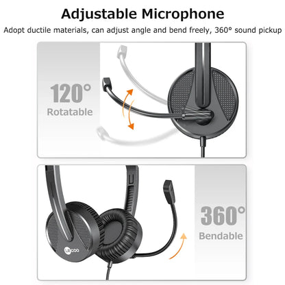 Lenovo Lecoo HT106 Wired Headset – 3.5mm Head-Mounted with Adjustable Mic for Calls, Online Teaching & Web Conferences