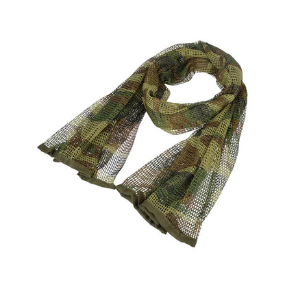 Outdoor Camouflage Netting Scarf — Camo Mesh Face Veil & Shemagh Head Wrap for Camping, Hiking, Shooting
