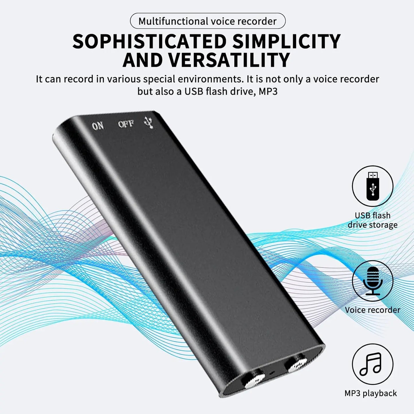 8GB/16GB Ultra-Slim Mini Voice Recorder, Professional Voice Activated Digital Recorder with Noise Reduction & MP3 Player Function