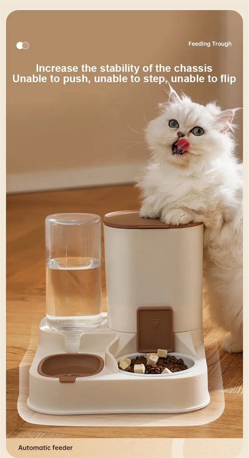 Automatic Cat Feeder & Water Dispenser – Large Capacity Dry & Wet Food Container