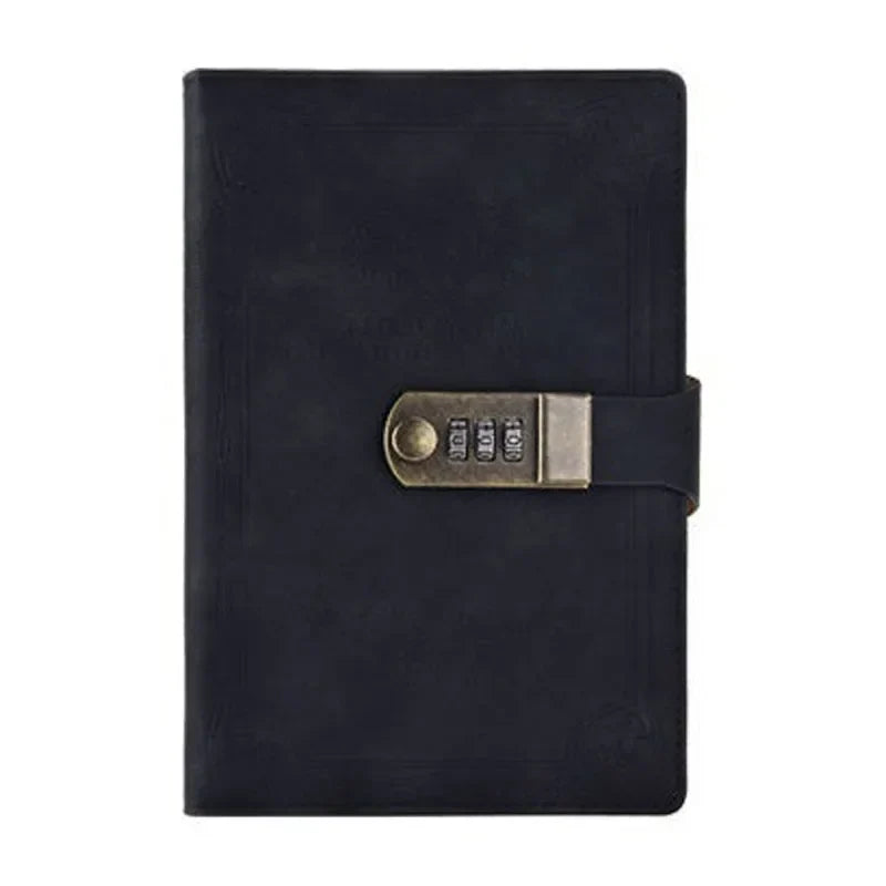 A5 Retro Password Book with Lock – 200 Pages Thickened Diary Notebook, Creative Student Stationery Ledger Binder Organizer