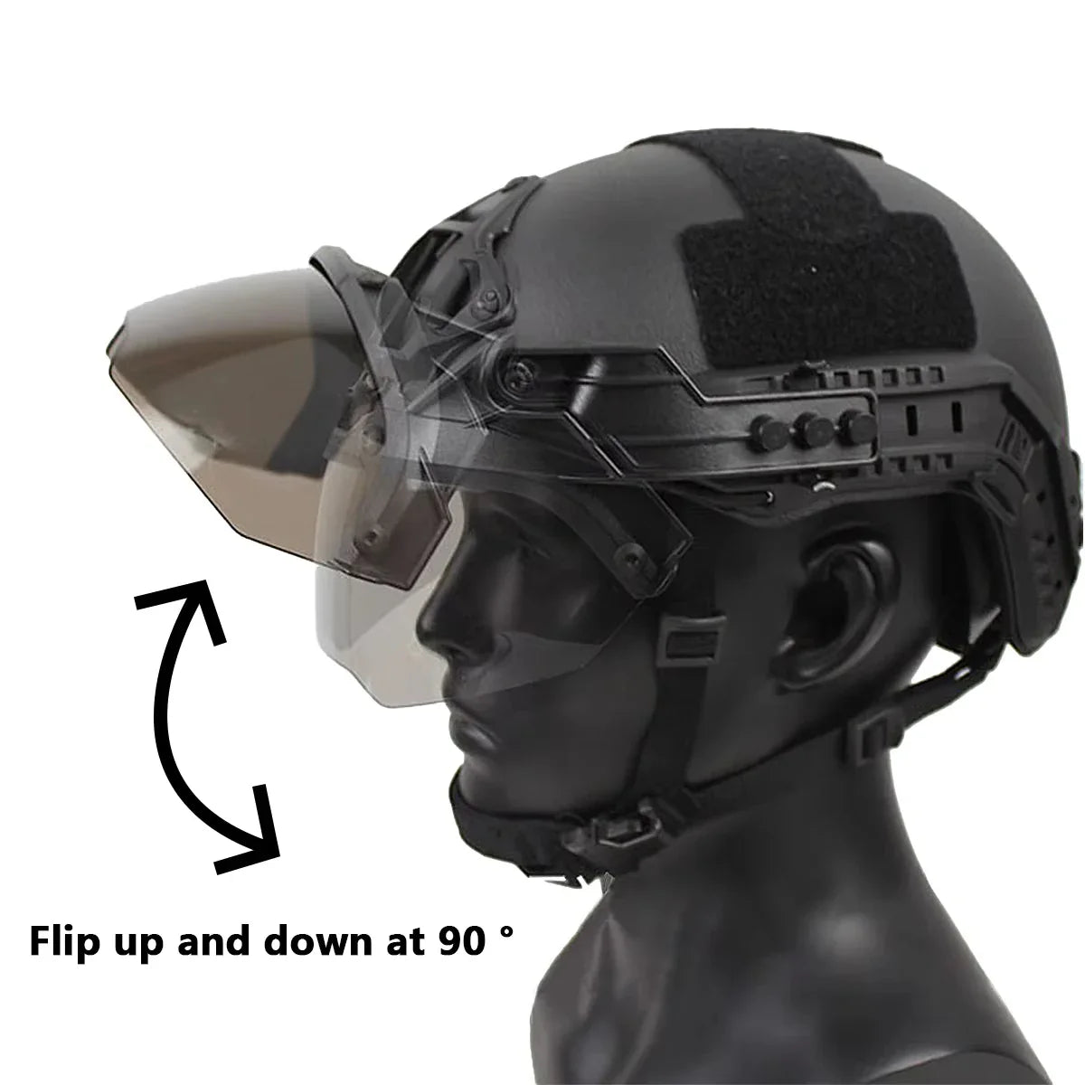 BOOIU Adjustable Tactical Helmet – FAST MICH Helmet with Detachable OP Goggles, Anti-Fog & Anti-Riot CS Protective Gear