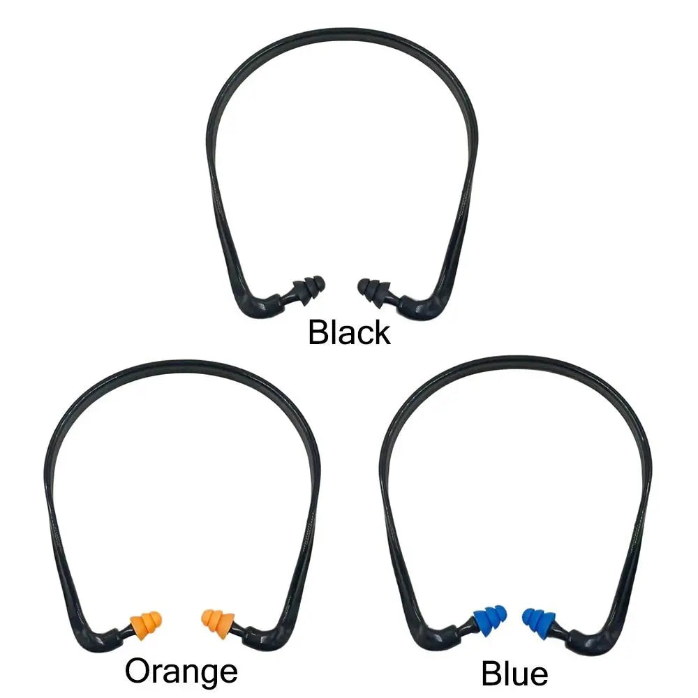 Soft Silicone Head-Mounted Earplugs – Blue, Black & Orange Anti-Noise Ear Protection for Swimming & Sleeping