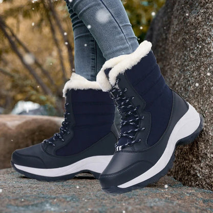 Women’s Snow Boots — Non-Slip Waterproof Fur-Lined Platform Ankle & Thigh-High Winter Boots with Wedges