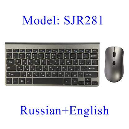 2.4G Wireless Mini Keyboard and Mouse Set – USB Portable Combo with Russian/Korean/Hebrew Layout for PC & Laptop