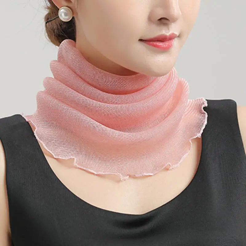 Spring Summer Chiffon Neck Scarf – Lightweight Multi-Function Anti-UV Sunscreen Face & Head Cover for Women