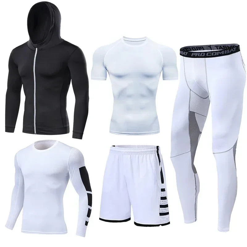 Men's Running Tracksuit Set - Compression Fitness Sportswear With Leggings, Gym Tights & Training Sweatpants