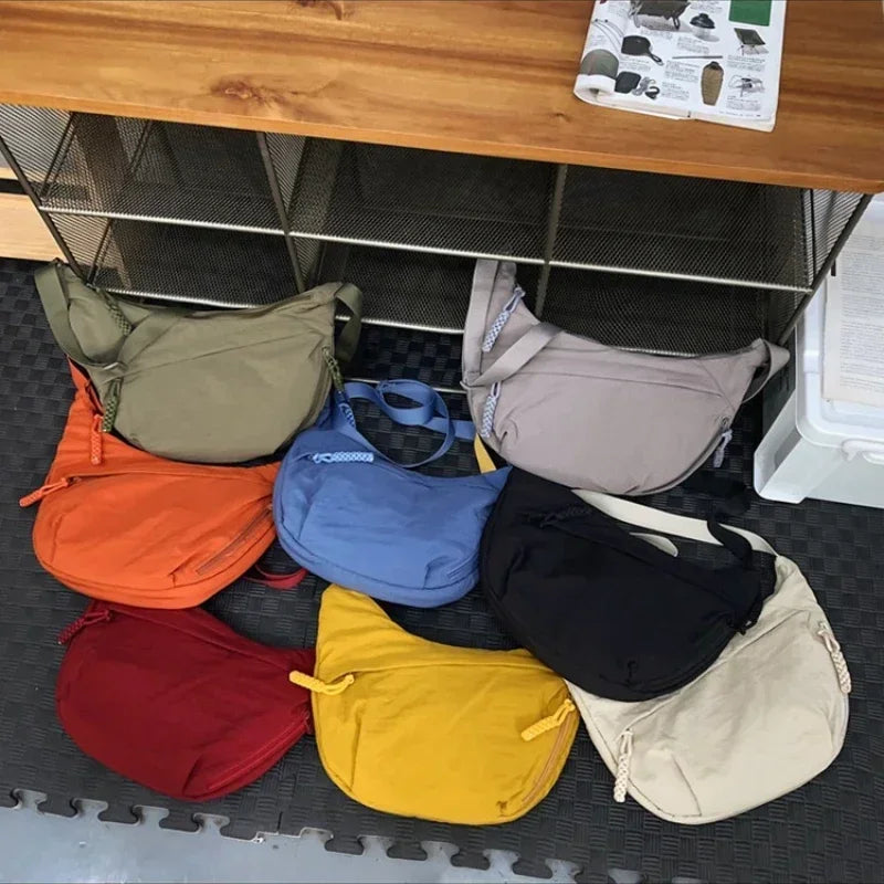 Trendy Women’s Soft Cloth Shoulder Bag | Solid Color Casual Crossbody & Hobo Bag for Students