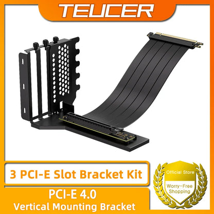 TEUCER L-Z3 GPU Vertical Mounting Bracket Kit – PCIe 4.0 X16 Riser Cable 200mm for Graphics Card Steering Mount