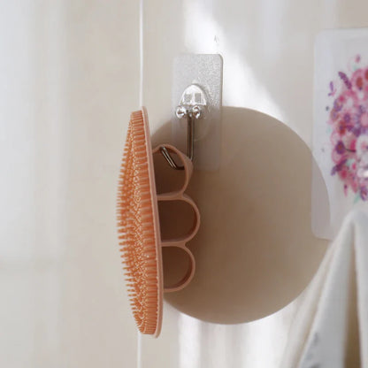Silicone Body Scrubber with Natural Bristles – Skin Exfoliating Shower Sponge & Bath Brush