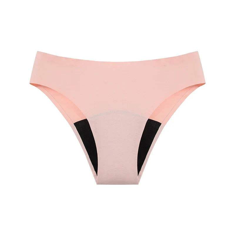 Seamless Cotton Menstrual Panties – 4-Layer Leakproof Fast-Absorption Period Underwear for Teens, Mid-Rise Incontinence Macaron Undies