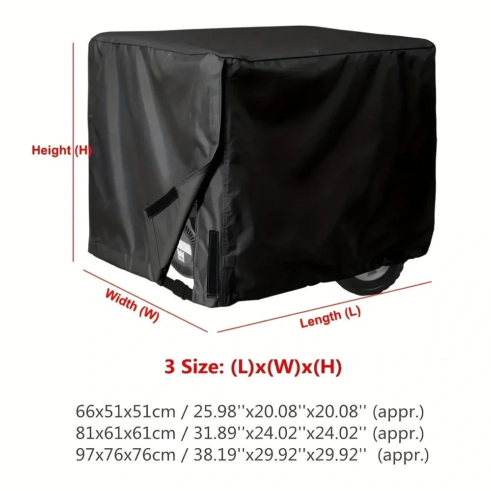 Waterproof Universal Generator Cover – Fits 5500–15000W Generators, Heavy Duty Outdoor Protection Cover (96.52×71.12×76.2cm), Black
