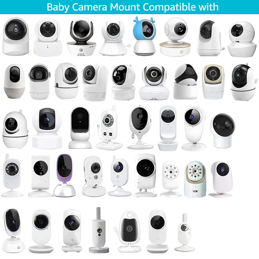 Universal Long Flexible Silicone Baby Monitor Holder - White, Hole-Free IP Camera Mount for Crib and Cradle
