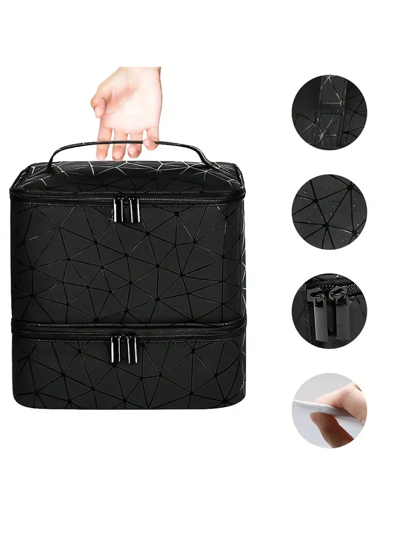 Women's Portable Double-Layer Nail Polish & Essential Oil Storage Bag – Multi-Function Organizer for Travel