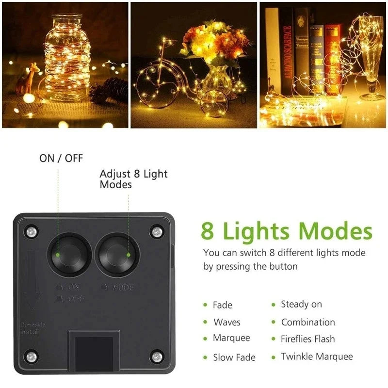 Solar LED Fairy String Lights - Waterproof Outdoor Garden Twinkle Lights for Patio & Party Decor