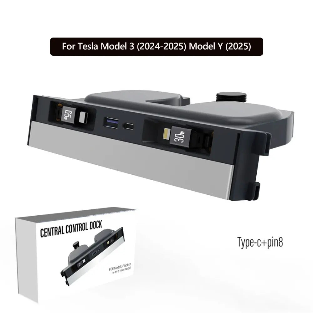 Tesla Model Y 2025 Retractable Center Console USB Hub – Fast Charging Dock for Model 3 & Highland Phones
