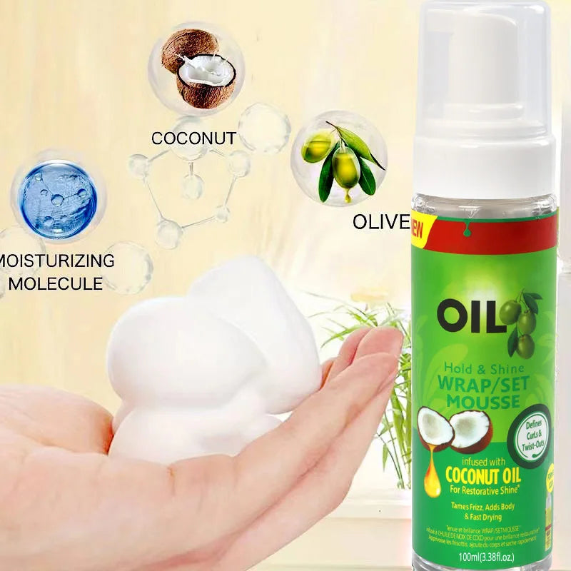 Wrap Foam Hair Mousse – Strong Hold Setting Lotion for Natural Hair, Moisturizing Curl & Shine Mousse