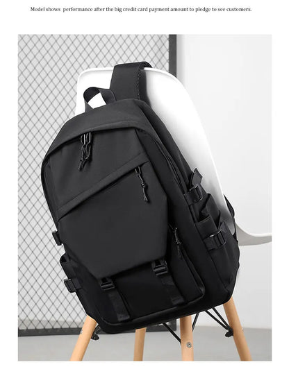 15 Inch Polyester Waterproof Men’s Backpack – Simple, Fashionable Student & Couple Computer Bag