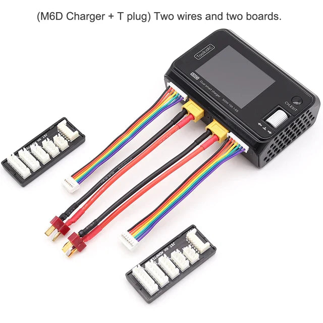 ToolkitRC M6D 500W 15A Dual Channel MINI Smart Charger Discharger for 1-6S LiPo Batteries with SC100 XT60 & Charging Board