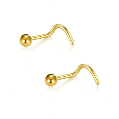 20G Stainless Steel L-Shaped Nose Stud Ring – 2mm Ball Twister Screw Nose Piercing Jewelry for Women & Men Stylish Body Accessory