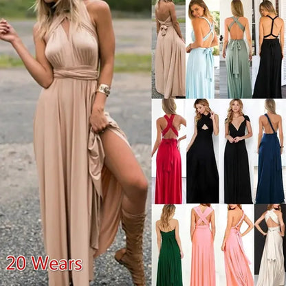 Women’s Summer Sexy V-Neck Maxi Dress – Multi-Wear Strappy Long Party Dress
