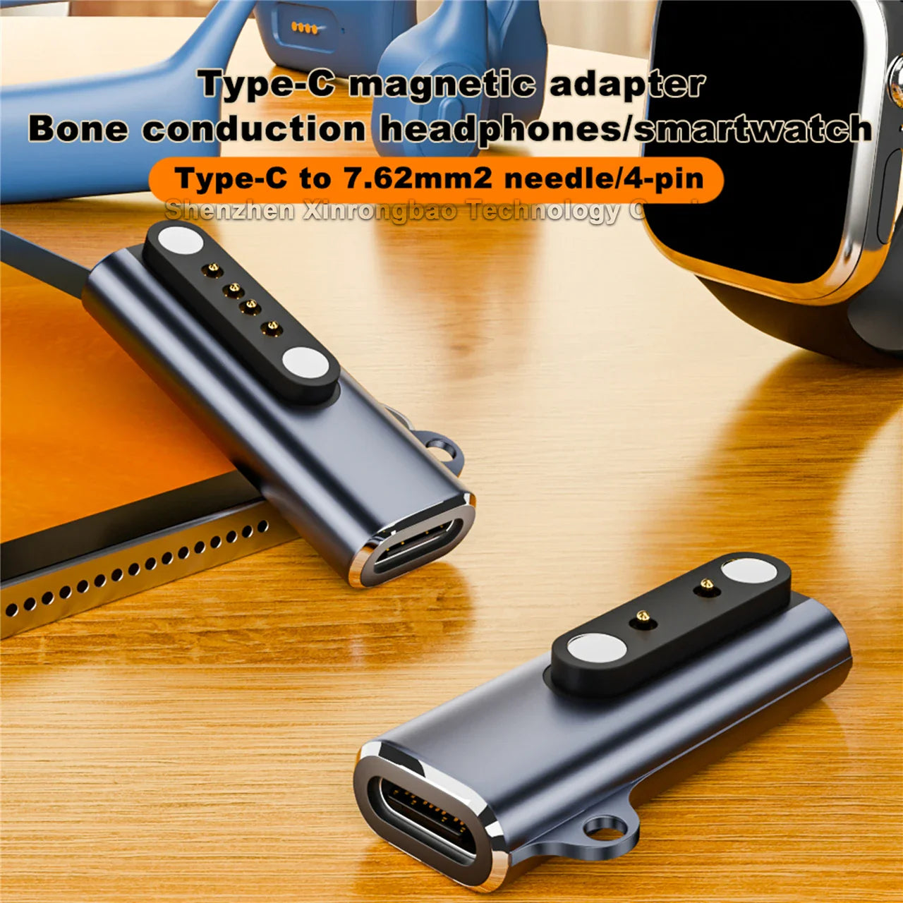 Shokz Bone Conduction Headset & Smartwatch USB-C to 7.62mm 2/4-Pin Magnetic Charging Adapter
