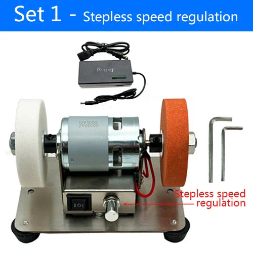 100W Double Table Grinder Machine — Electric Grinding Wheel for Coarse & Fine Polishing with Motorized Stone