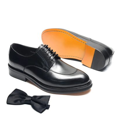 Men’s Genuine Leather Oxford Derby Shoes - Handmade Lace-Up Wedding, Party and Formal Business Dress Shoes